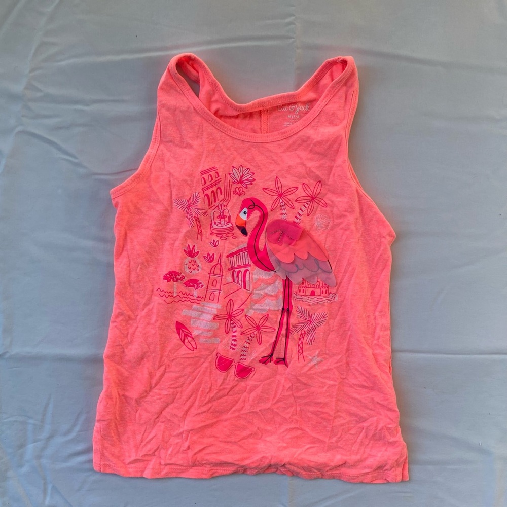 Cat & Jack Girls Coral Pink Flamingo Tank Top
